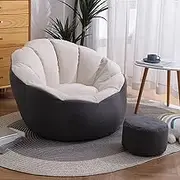 UYSOFRCV Adult Beanbag Cover, Lazy Sack Cover, (No Filler) Lazy Tatami Lounger Seat, Stuffed Animal Storage Bean Bag Chair Cover, Soft Comfy Beautiful Home Accessory,Grey White,95x95x75cm