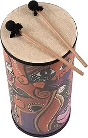7 Inch Bongo Drums Wooden Drum Handheld Drum Percussion Instrument Hand Eye Coordination Smooth No-Burrs with Two Drumsticks and Shoulder Strap Holiday Birthday Gift