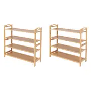 2PK Casa Decor 4 Tier Bamboo Compact Shoe Storage Organiser Stool 69x69cm Oak