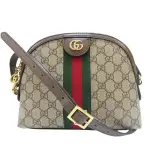 【二手名牌BRAND OFF】GUCCI 古馳 棕色 PVC塗層帆布 OPHIDIA 貝殼包 單肩包 499621