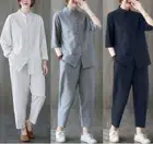 Women's Retro Linen Shirts Pants Tai Chi Sets Blouse Martial Arts Kung Fu Suits