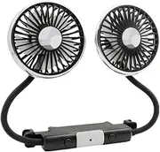 Dual Head Hose Car Fan 360° Adjustable Car Fan with Light for Backseat Low Noise Pure Copper, Easy Installation, Two Level Light Brightness, Three Level Adjustment