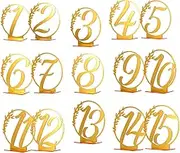 VILLFUL 15pcs Table Number Signs Display Stands for Wedding Restaurant Banquet Centerpieces Elegant Leaf Design for Parties and Events