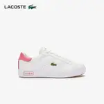 【LACOSTE】女鞋-POWERCOURT 2.0 撞色皮革休閒鞋(白/粉色)