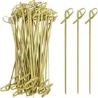 200 pcs Looped Knot Lamb and Beef Skewers 4 Inches Fruit Bamboo Skewers Fruit