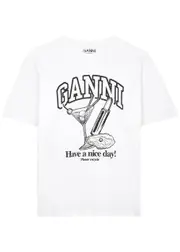 Ganni Future Heavy Printed Cotton T-shirt - White - M (UK12 / M) M (UK12 / M)