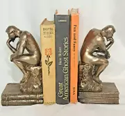 The Thinker Bronze Finished Resin Bookends - 7.5" - Set of 2 - New