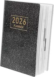 CLISPEED Mini Daily Planner Compact Pocket Calendar with Luxurious PU Cover Flat Laying Binding Thick Ink Resistant for Work Portable Weekly Organizer for Purse