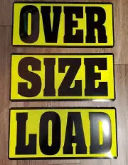 Magnetic Over Size Load set of 3 Floresent Reflective 10'' x 21'' Big Rig