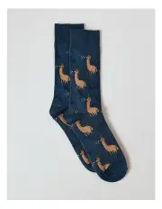 [Kenji] Spit Happens Llama Casual Sock in Inky Pool