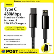 Baseus Tungsten Gold USB C Fast Charging Cable Type-C to Lighting PD 20W 1M/2M