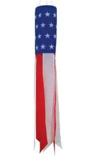 Stars and Stripes - 33 Inch Windsock - Patriotic Hanging Decoration - Red, Wh...