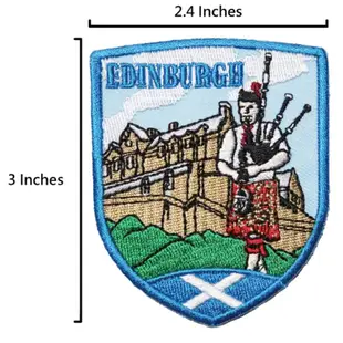 英國 愛丁堡 蘇格蘭笛 蘇格蘭裙 背膠刺繡背膠補丁 袖標 布標 布貼 補丁 貼布繡 臂章 (5.1折)