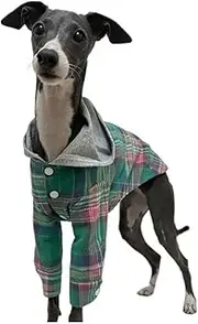 UOSIA Dog Hoodies Greyhound Clothes Dog Plaid Shirts Cotton Dog T Shirts Long Sleeve Pet Outfits for Italian Greyhound Whippet Deerhound Bedlington Terrier