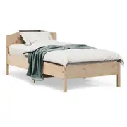 Bed Frame with Headboard 90x190 cm Solid Wood Pine