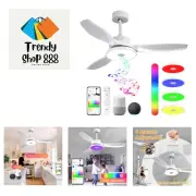 Smart Wifi Flush Mount Ceiling Fan With Lights,Bluetooth Ceiling Fan with Spe...