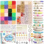 Clay Beads Bracelet Making Kit, 7580 Pcs 2 Boxes Jewelry Making Kit 24