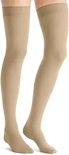 JOBST Opaque Compression Stockings, 15-20 mmHg, Thigh High, Silicone Dot Band, Closed Toe, Natural, Medium