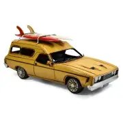 Automobelia Metal Collectable Ford 1976 XC Panel Van with Surfboard - Yellow