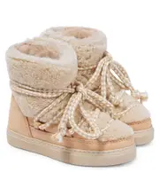 Inuikii Kids Curly shearling and suede ankle boots