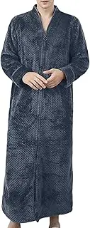[Generic] Mens Robe Cozy Warm Soft Cotton Male Spa Mid Length Ultra Soft Lightweight Sleepwear, Grey, Medium