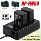 2X NP-FW50 Battery + Dual Charger For Sony Alpha A6500 A6300 A7 A33 NEX-3 Camera