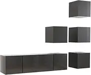 6 Piece TV Cabinet Set - Modern High Gloss Grey Engineered Wood TV Unit for Living Room, Space Saving Storage Solution with Durable Design