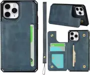 for iPhone 11 Pro Case,Leather Stand Cover Card Slots Back Case with Buttons