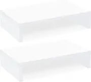 TEAMIX White Monitor Stand Riser-2 Pack,Wood 2 Tier Adjustable Monitor Stand Dual Monitor Riser for 2 Monitors/Laptop/PC Computer Stand for Desk