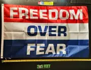 Freedom Flag FREE USA SHIP Freedom Over Fear America Trump Desantis USA Sign 3x5