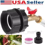 275-330 Gallon IBC Tote Tank Adapter 2.36' Coarse Thread Brass Hose Faucet Valve