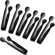 4.3 Inch Mini Serving Tongs Set of 7, 304 Stainless Steel Ice Tongs Sugar Tongs, Small Kitchen Utensils Gadgets for Appetizers, Tea Party, Coffee Bar, Desserts(Dishwasher Safe, Black)