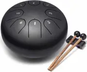 Steel Tongue Drum 6 Inch 8 Notes Hand Drums with Bag Sticks Music Book, Profe...