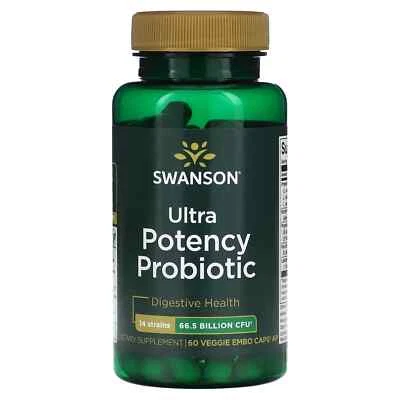 2 X Swanson, Ultra Potency Probiotic, 66.5 Billion CFU, 60 Veggie EMBO Caps