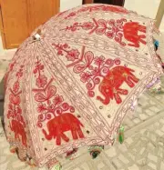 Indian Embroidered Garden Parasol Flower 72" Outdoor Sun Shade Patio Umbrella $1