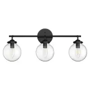 Matte Black Vanity Light Fixtures 3 Light Industrial Globe Bathroom Wall Ligh...
