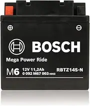 [Bosch] AGM Motorcycle Battery, Powersport Battery M6 RBTZ14S-N Mega Power Ride - 12V, 11.2 A/h Rate, 230 CCA, Lead-acid for Two-Wheeler Vehicles, Type B, Left (+) Right (-), 150 x 88 x 110 mm