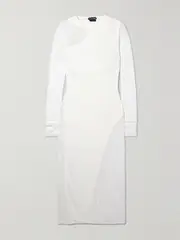 [TOM FORD] TOM FORD - Mesh-paneled Jersey-crepe Dress - White - IT44 IT 44 White