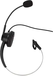 Telephone Headset with RJ9 Jack and 3.5mm Port for Landline Desk Phone, Cell Phone, PC, Laptop, Single Ear, Adjustable Volume, 6 Gang Line Sequence Business Headphones for
