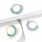 Turquoise CZ Bendable Hoops Ear Cartilage Daith Nose Septum 16 GA Ring Piercing