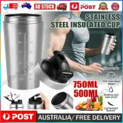 StainlessSteel Workout Gym Protein Mixer Shaker Bottle Cup Drink Mixer 500/750ML