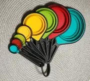 Collapsible Folding Silicone Adjustable ~ Measuring Cups & Spoons ~ 8pc Set New