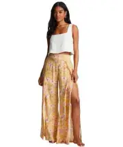 NWT Billabong Women's Split Spirit Floral Pants In Yellow Size Small