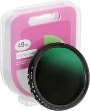 uxcell 49mm ND Filter, Variable ND Lens ND2-ND400 Adjustable Neutral Density Filter Slim Optical Glass with Cap for Camera Lens Video Vlog Portrait Photography, Black