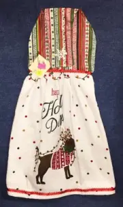 **NEW** Handmade "Happy Howl-days" Christmas Holiday Kitchen Hand Towel #2084