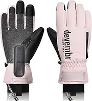 [devembr] Ski Gloves with Wrist Guards and Undercuff Design, Snowboarding Gloves Touchscreen