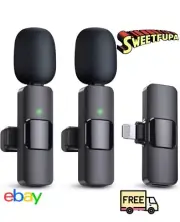 PQRQP 3 in 1 Wireless Lavalier Microphone 2 Pack iPhone/iPad Live Streaming Vlog