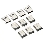 USB 3.1 Type C Connector 2Pins Female Plug Socket 180 Degree 11.8mm Long 10Pcs