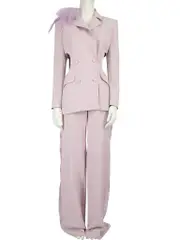 Purple Cut-Out Blazer & Trousers Set