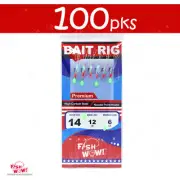 100pks Size 14 Fish WOW! Sabiki Rigs 6 Red hooks Mylar Skin Glow bead Piscatore